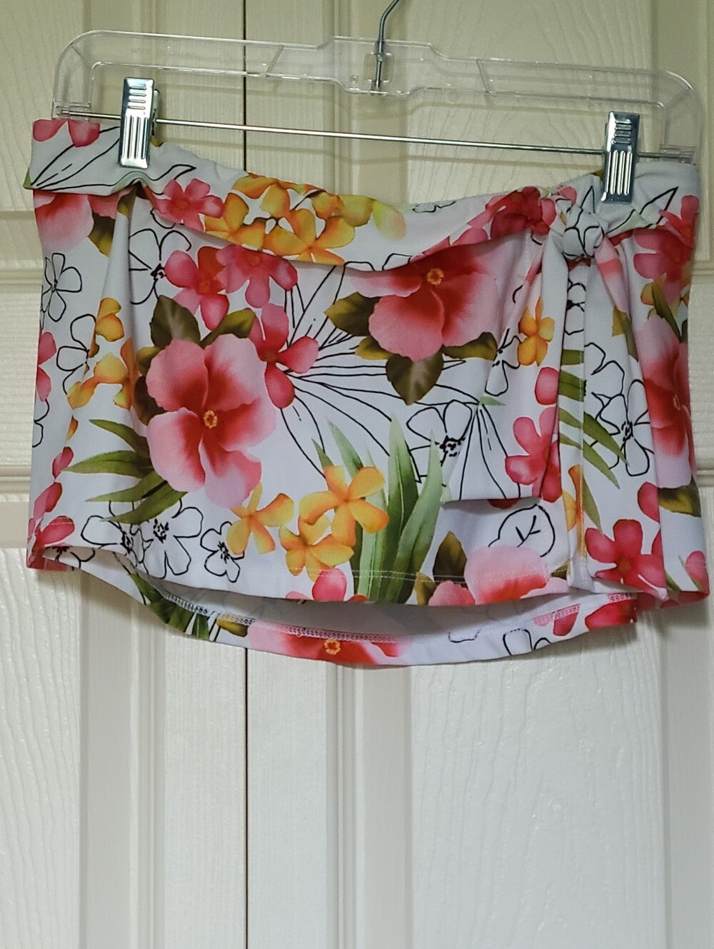 Athena Tropical Floral Bikini Swim Skirt Skort White Red Pink Hibiscus Size 8 - Picture 2 of 9